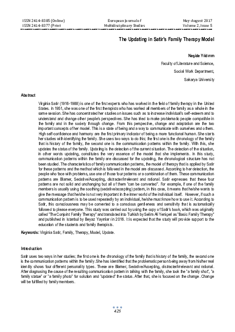(PDF) The Updating in Satir’s Family Therapy Model
