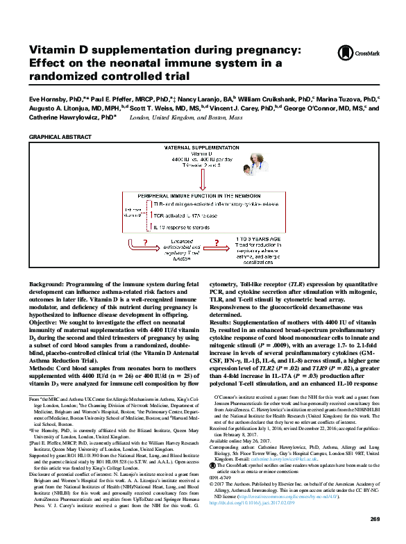 (PDF) Vitamin D supplementation during pregnancy: Effect on the ...