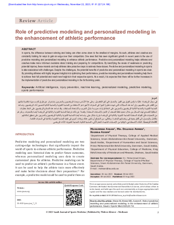 (PDF) Role of predictive modeling and personalized modeling in the ...