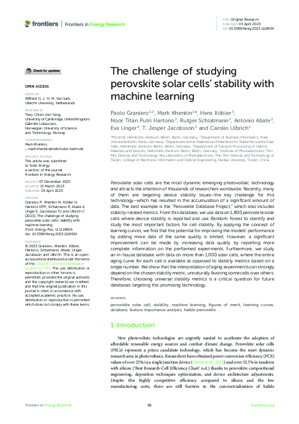 (PDF) The challenge of studying perovskite solar cells’ stability with ...