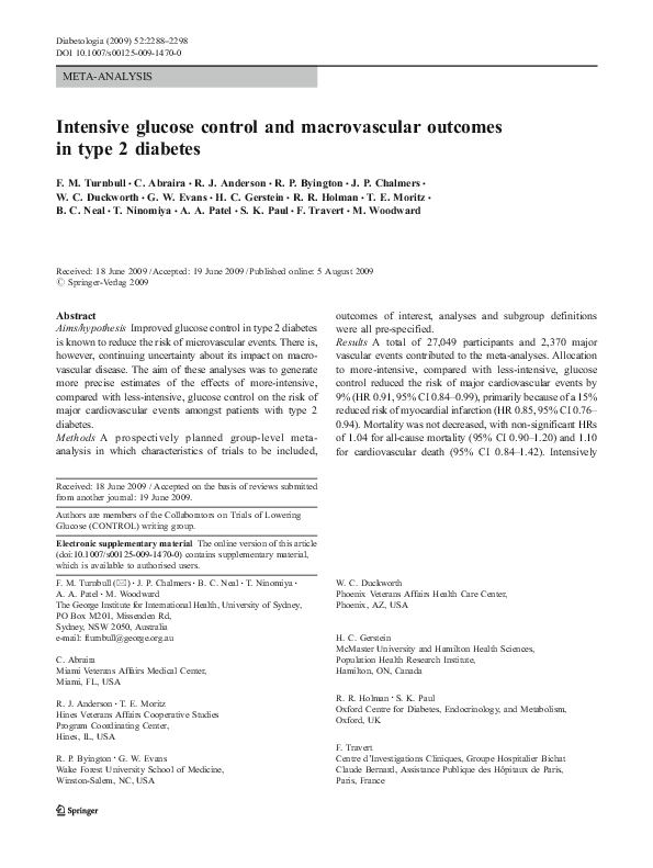 (PDF) Intensive glucose control and macrovascular outcomes in type 2 ...