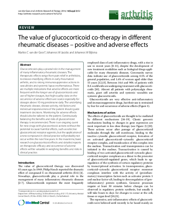 (PDF) The value of glucocorticoid co-therapy in different rheumatic ...