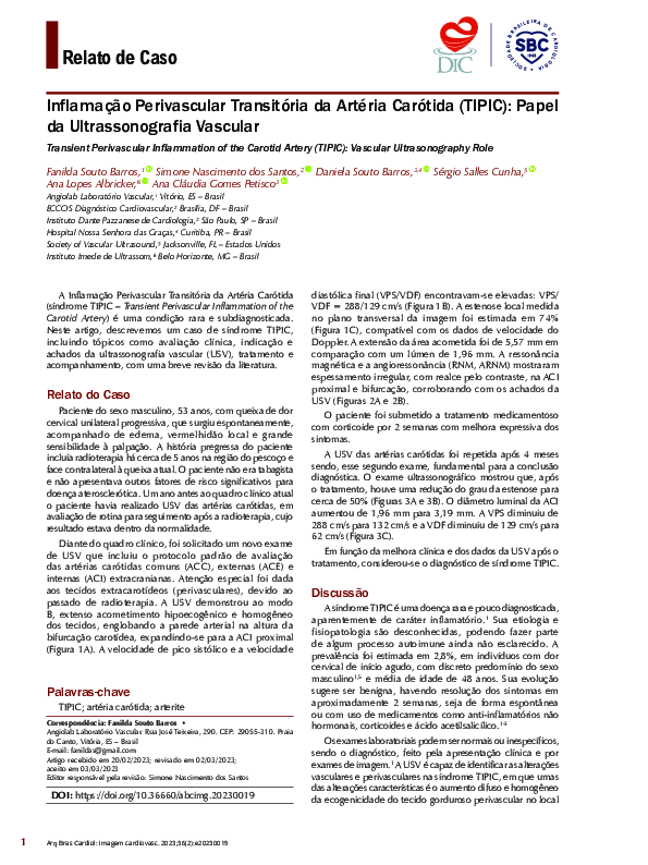 (PDF) Inflamação Perivascular Transitória da Artéria Carótida (TIPIC ...