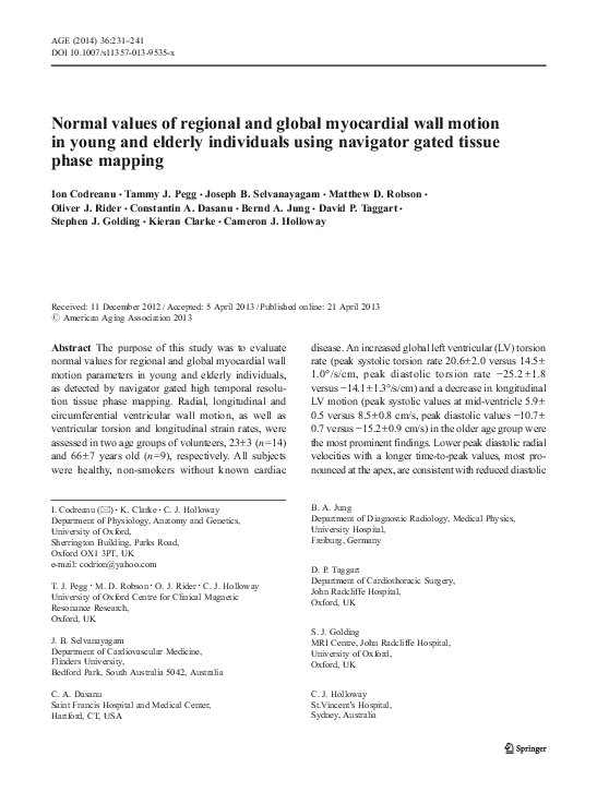 (PDF) Normal values of regional and global myocardial wall motion in ...