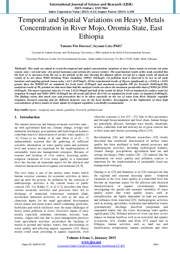 (PDF) Temporal and Spatial Variations on Heavy Metals Concentration in ...