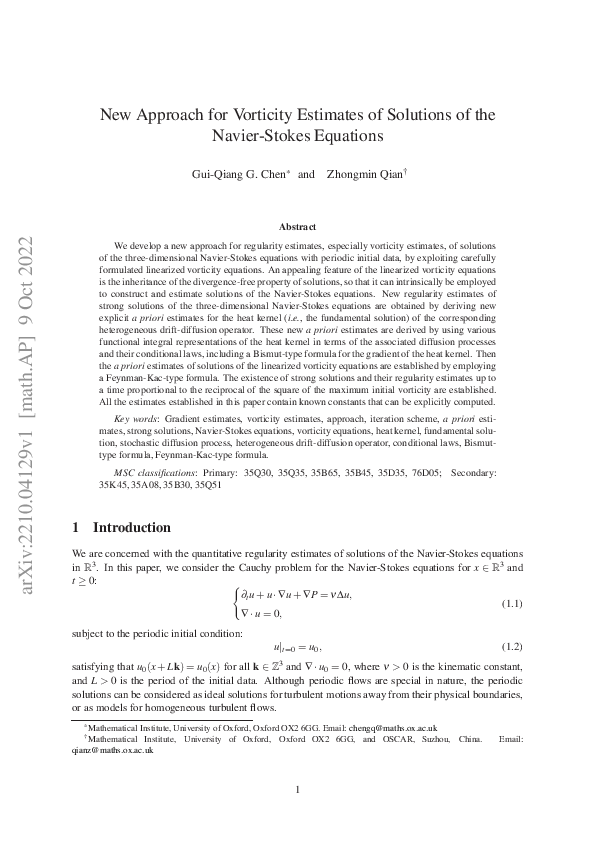 (PDF) New Approach for Vorticity Estimates of Solutions of the Navier ...