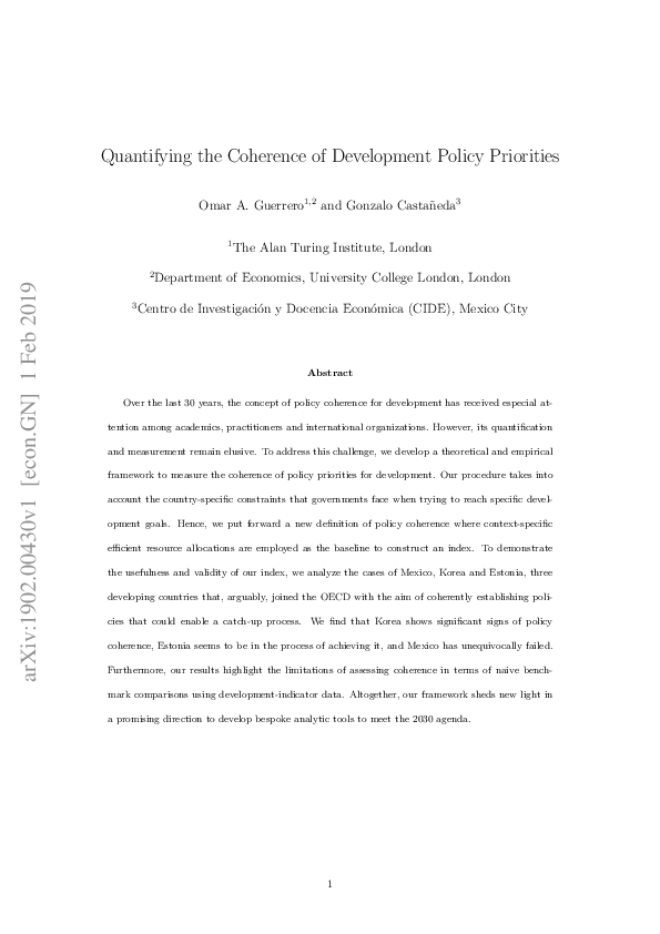 (PDF) Quantifying the Coherence of Development Policy Priorities