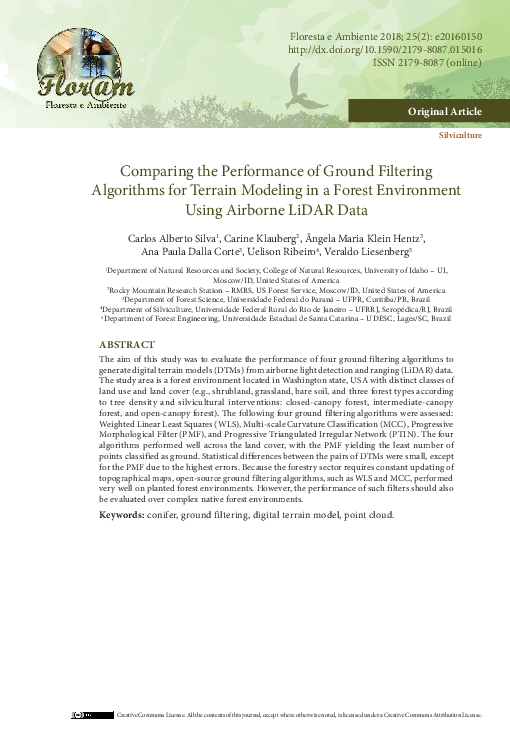 (PDF) Comparing the Performance of Ground Filtering Algorithms for ...