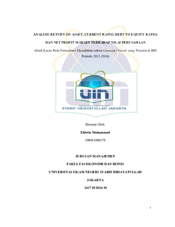 (PDF) Analisis Return on Asset, Current Ratio, Debt to Equity Ratio ...