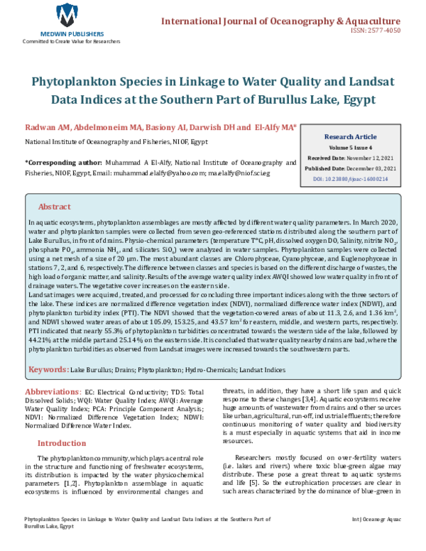 (PDF) Phytoplankton Species in Linkage to Water Quality and Landsat ...