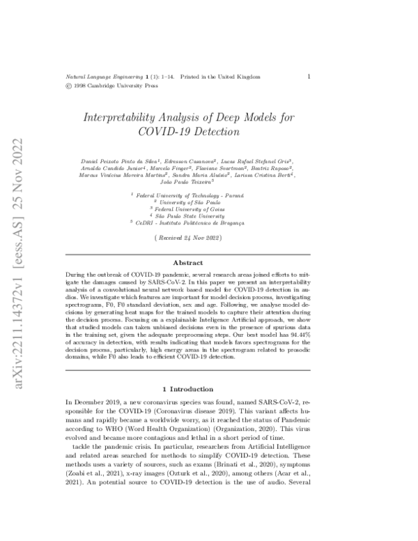 (PDF) Interpretability Analysis of Deep Models for COVID-19 Detection