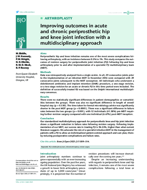 (PDF) Improving outcomes in acute and chronic periprosthetic hip and ...