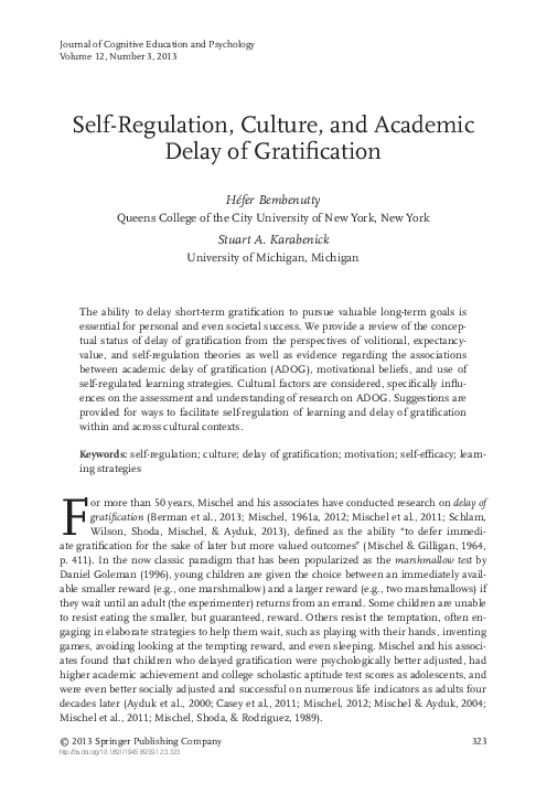 (PDF) Self-Regulation, Culture, and Academic Delay of Gratification