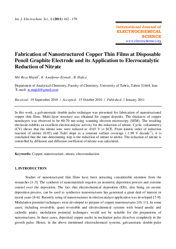 (PDF) Fabrication of Nanostructured Copper Thin Films at Disposable ...