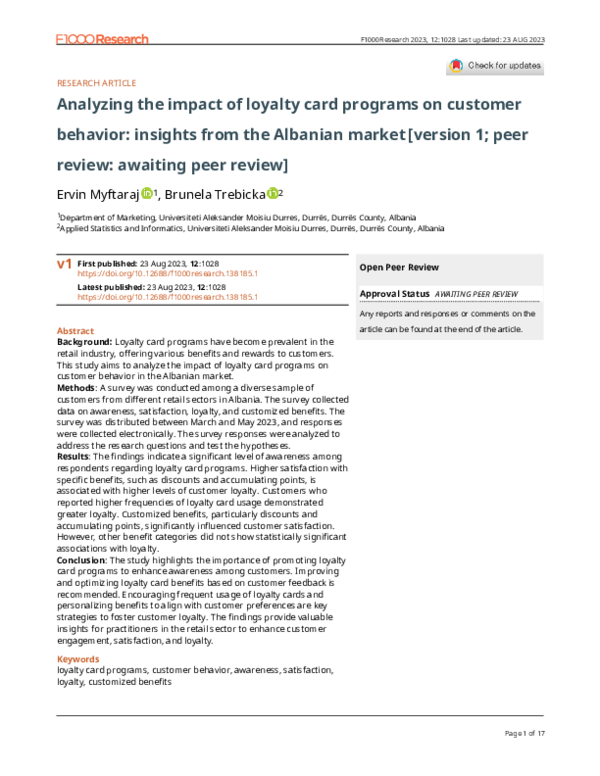 (PDF) Analyzing the impact of loyalty card programs on customer ...
