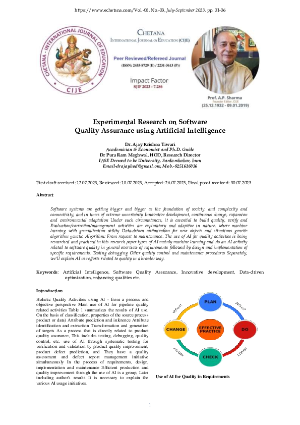 (PDF) Experimental Research on Software Quality Assurance using ...