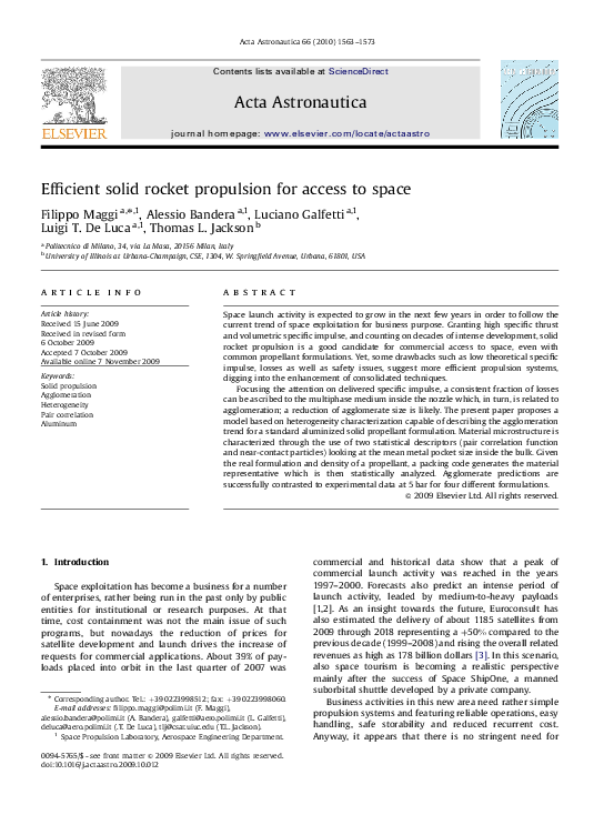 (PDF) Efficient solid rocket propulsion for access to space