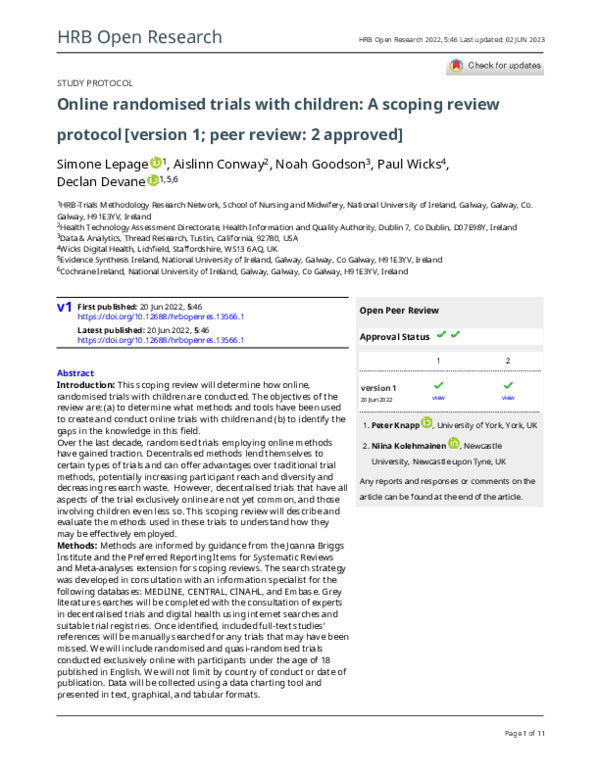 (PDF) Online randomised trials with children: A scoping review protocol