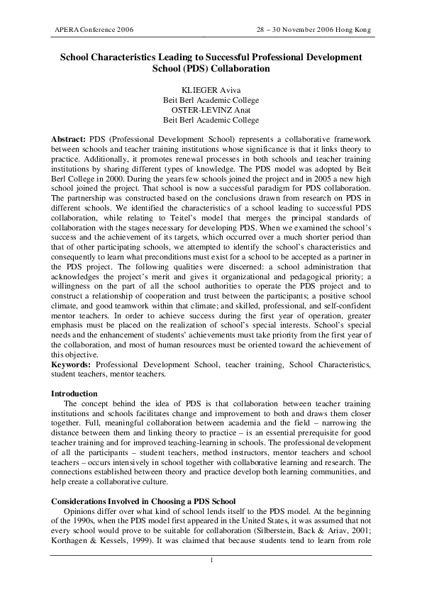(PDF) School Characteristics Leading to Successful Professional ...