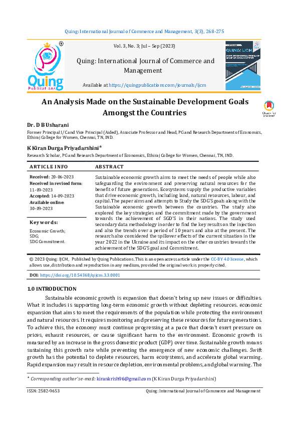 (PDF) An Analysis Made on the Sustainable Development Goals Amongst the ...