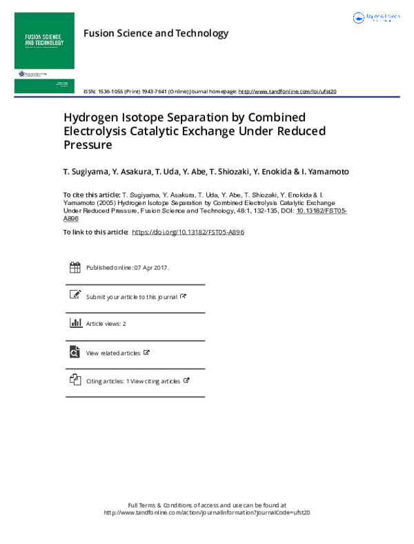 (PDF) Hydrogen Isotope Separation by Combined Electrolysis Catalytic ...
