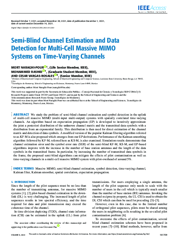 (PDF) Semi-Blind Channel Estimation and Data Detection for Multi-Cell ...