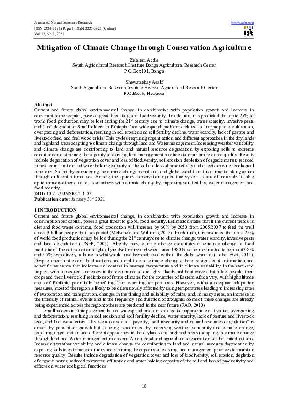 (PDF) Mitigation of Climate Change through Conservation Agriculture