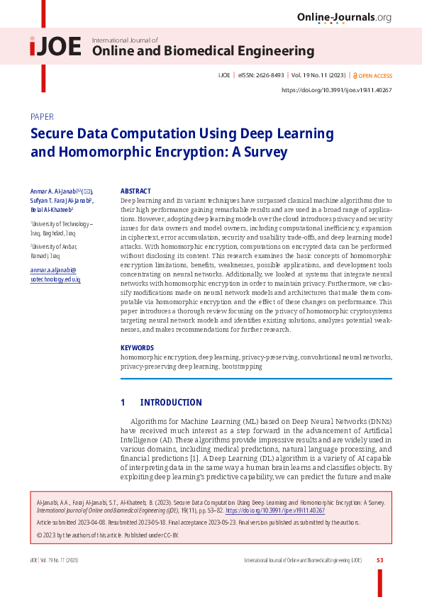 (PDF) Secure Data Computation Using Deep Learning and Homomorphic ...