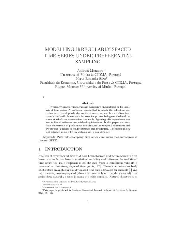 (PDF) Modelling Irregularly Spaced Time Series Under Preferential Sampling