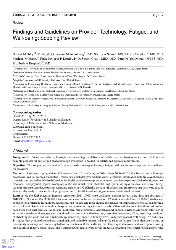 (PDF) Findings and Guidelines on Provider Technology, Fatigue, and Well ...