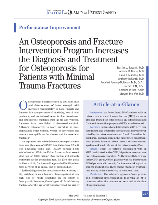 (PDF) An Osteoporosis and Fracture Intervention Program Increases the ...