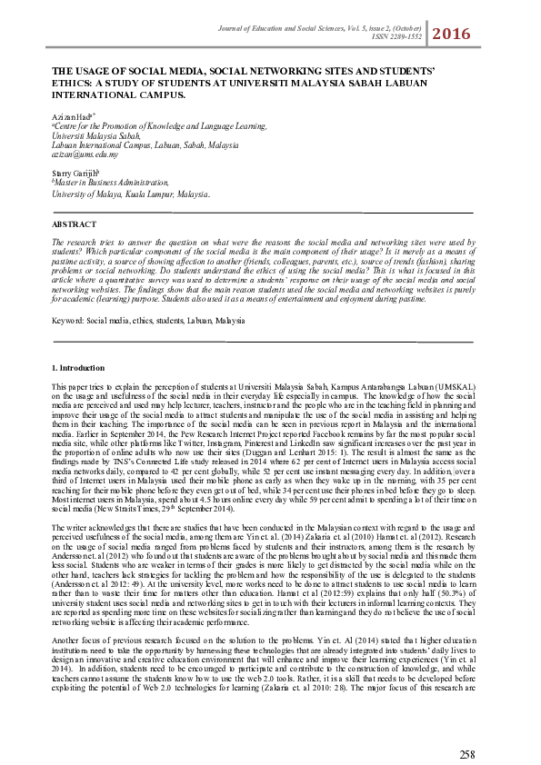 (PDF) The usage of social media, social networking sites and students ...