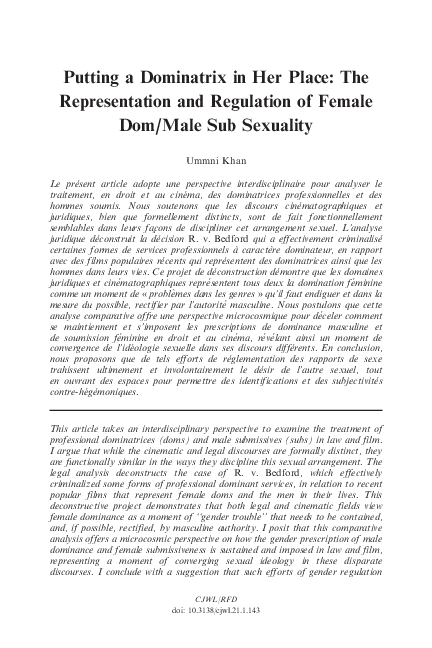 (PDF) Putting a Dominatrix in Her Place: The Representation and ...