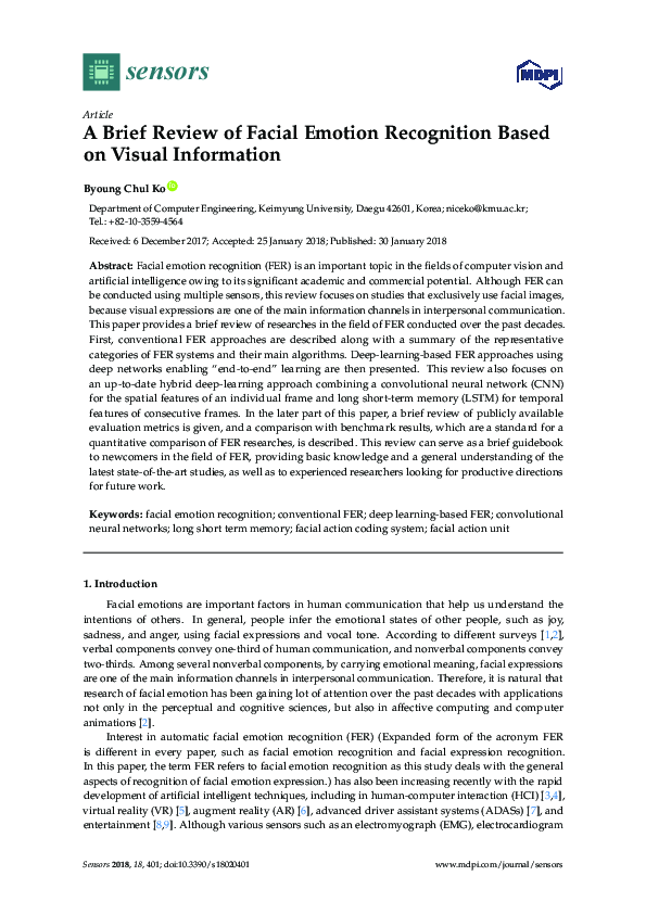 (PDF) A Brief Review of Facial Emotion Recognition Based on Visual ...