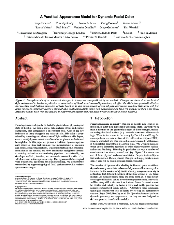 (PDF) A practical appearance model for dynamic facial color