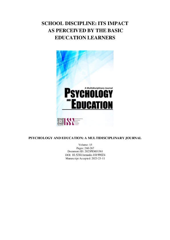(PDF) School Discipline: Its Impact as Perceived by the Basic Education ...