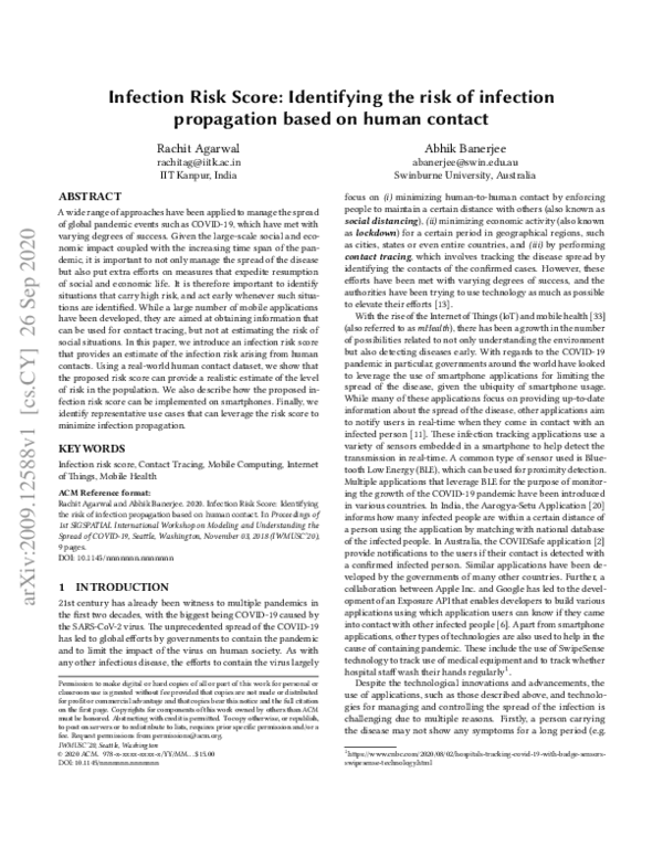 (PDF) Infection Risk Score: Identifying the risk of infection ...