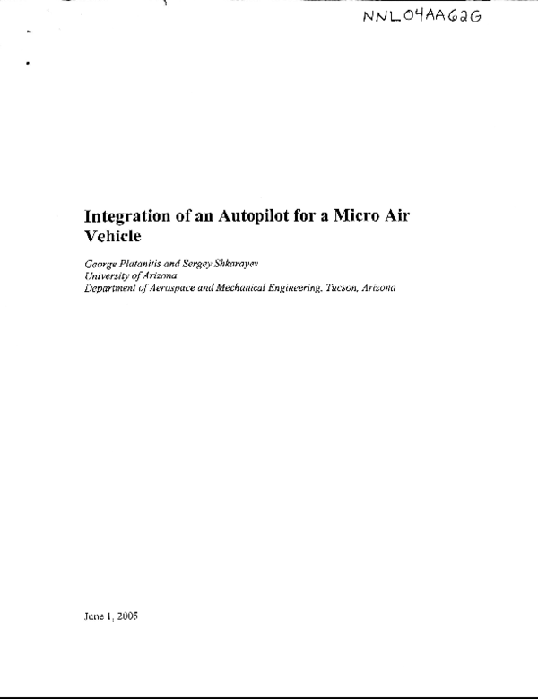 (PDF) Integration of an Autopilot for a Micro Air Vehicle