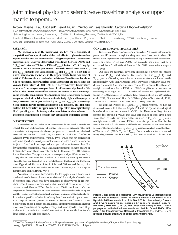(PDF) Joint mineral physics and seismic wave traveltime analysis of