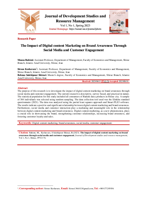(PDF) The Impact of Digital content Marketing on Brand Awareness ...