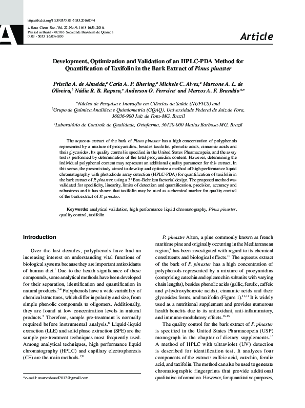 (PDF) Development, Optimization, and Validation of HPLC Method for ...
