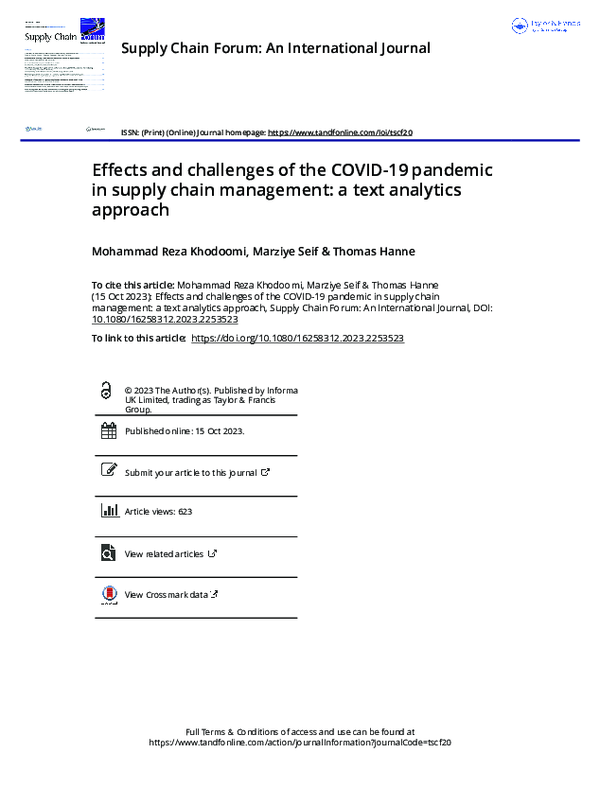 (PDF) Effects and challenges of the COVID-19 pandemic in supply chain ...