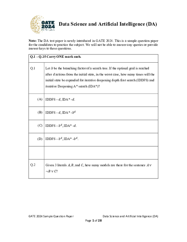 (PDF) Data Science AISample Question Paper