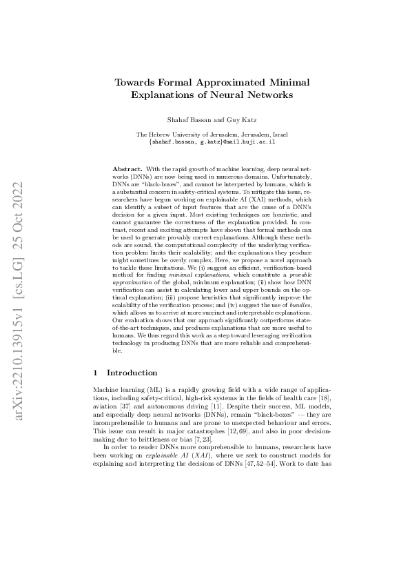(PDF) Towards Formal XAI: Formally Approximate Minimal Explanations of ...