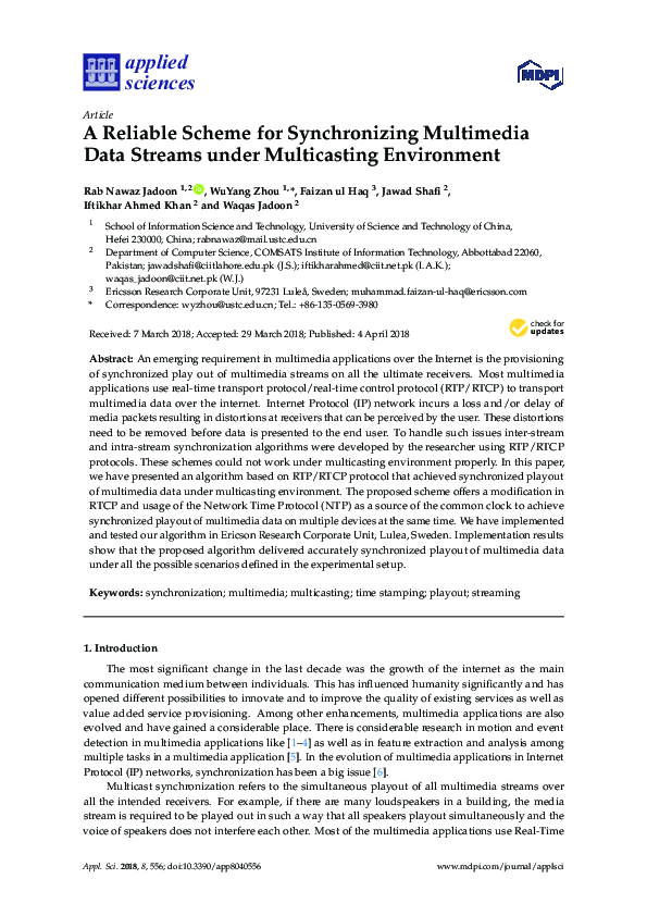 (PDF) A Reliable Scheme for Synchronizing Multimedia Data Streams under ...