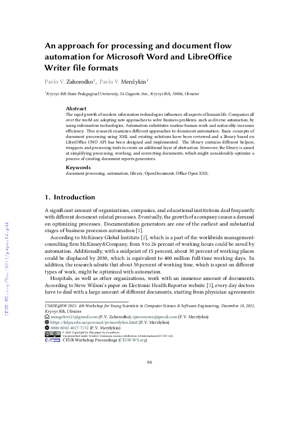 (PDF) An approach for processing and document flow automation for ...
