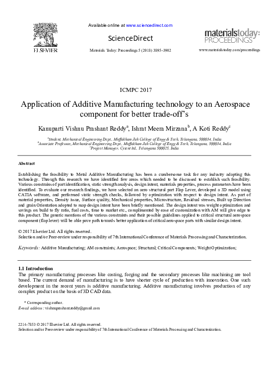 (PDF) Application of Additive Manufacturing technology to an Aerospace ...