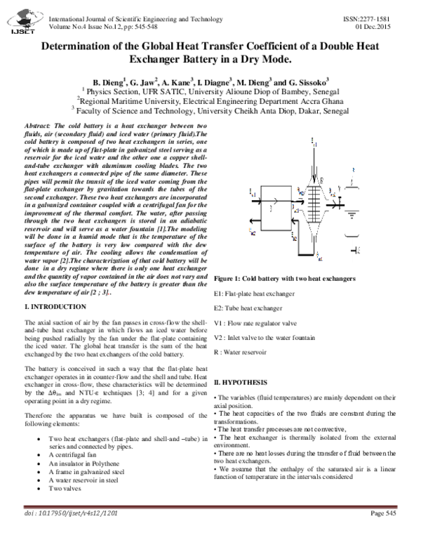 (PDF) Determination of the Global Heat Transfer Coefficient of a Double ...