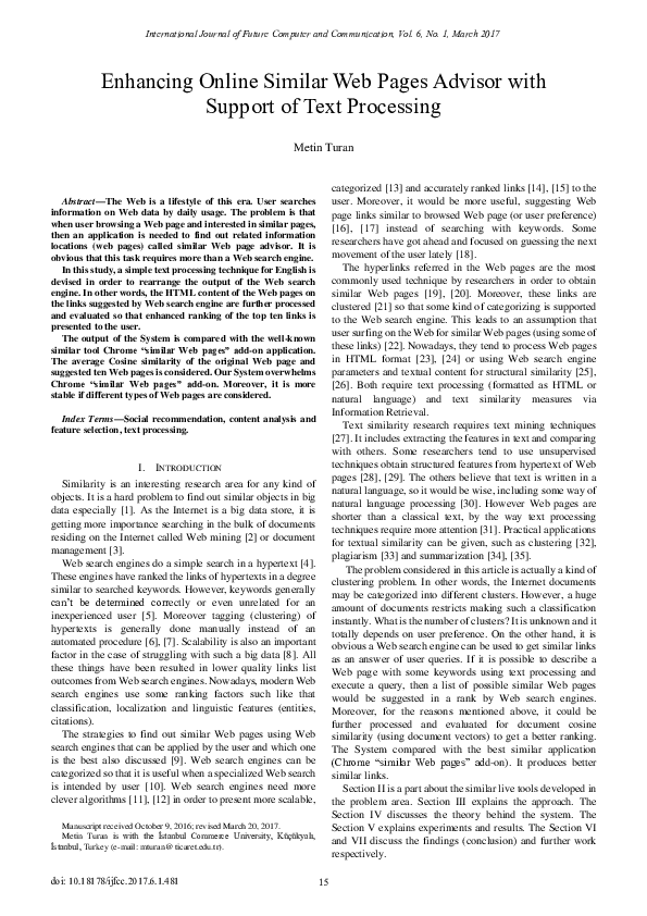 (PDF) Enhancing Online Similar Web Pages Advisor with Support of Text ...