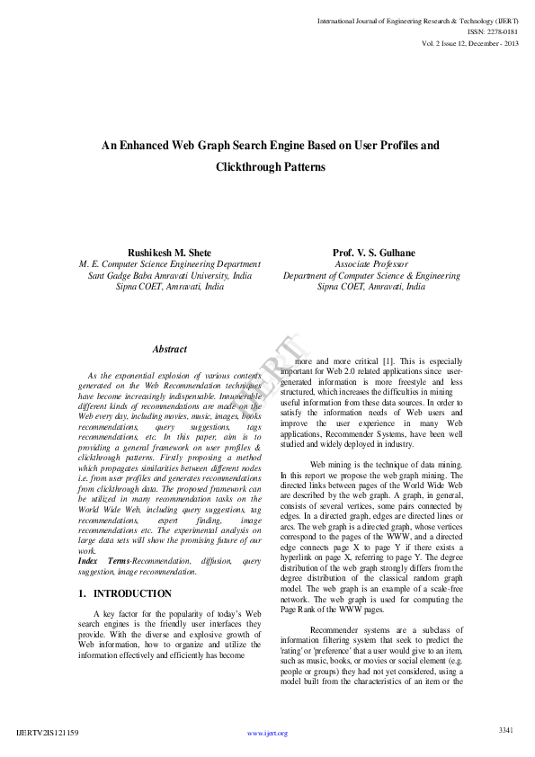 (PDF) An Enhanced Web Graph Search Engine Based on User Profiles and ...